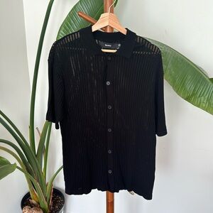 US M - Bershka knitted button down shirt